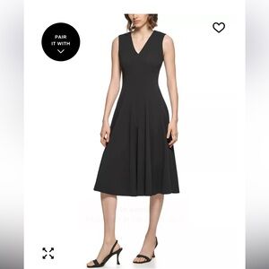 Calvin Klein Black V-Neck Midi Dress